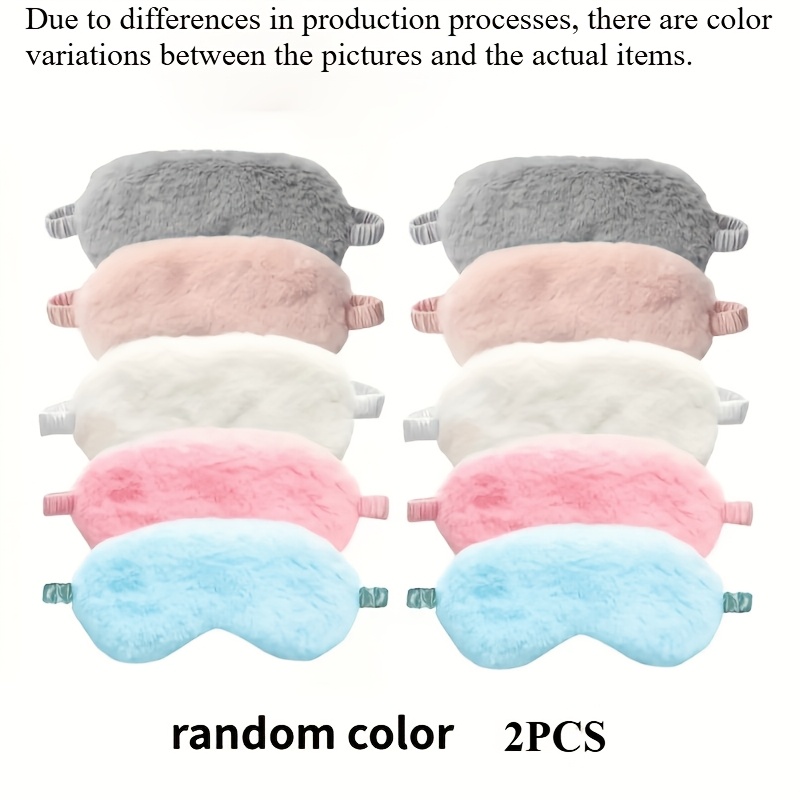 TEMU 2pcs Soft Plush Sleep Masks - Blackout Breathable Masks For , Airplanes, Trains, And Buses - Tactile Soft Comfortable Sleep Additions, Random