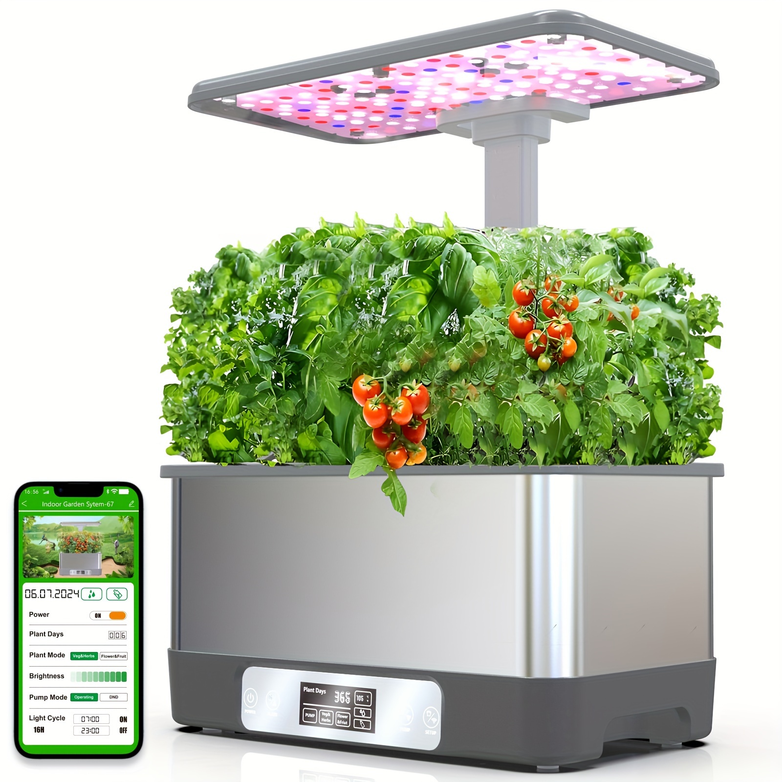 

Indoor Garden, App&wifi Hydroponics Kit, Bhtnyoo/8 Pods/ Soilless Planting Gardening Box With Led Growth Lights And Water Pump (stainless Steel)