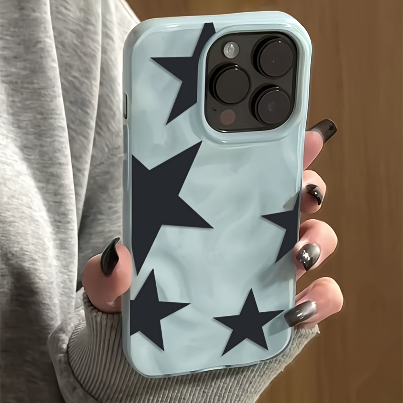 TEMU Phone Case: Phone Case - 1 Black Star Drop-proof Soft Case, Suitable For Iphone 17/16/15/14/13/12/11/plus/pro/pro , Ins-style Fresh, Simple,