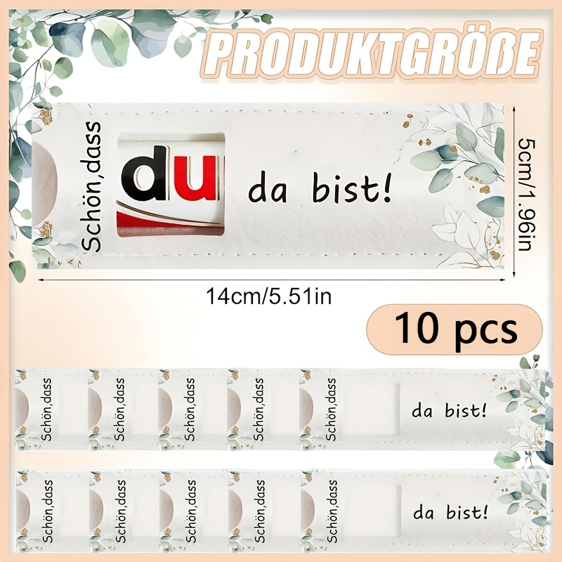 E-shop Geschenk für Sie/Ihn 10er Set Filz Geschenkboxen, bedruckt mit deutschem "Schön, dass du da bist!" Party Geschenkbox Verpackung, Geschenkbox,