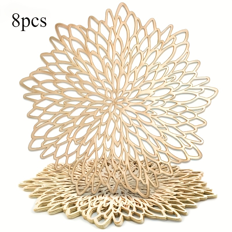 TEMU 8pcs Set Of Light Table Decor Placemats, Suitable For Round Tables To Create Exquisite Dining Atmosphere, Exquisite Vine Carved With Marble