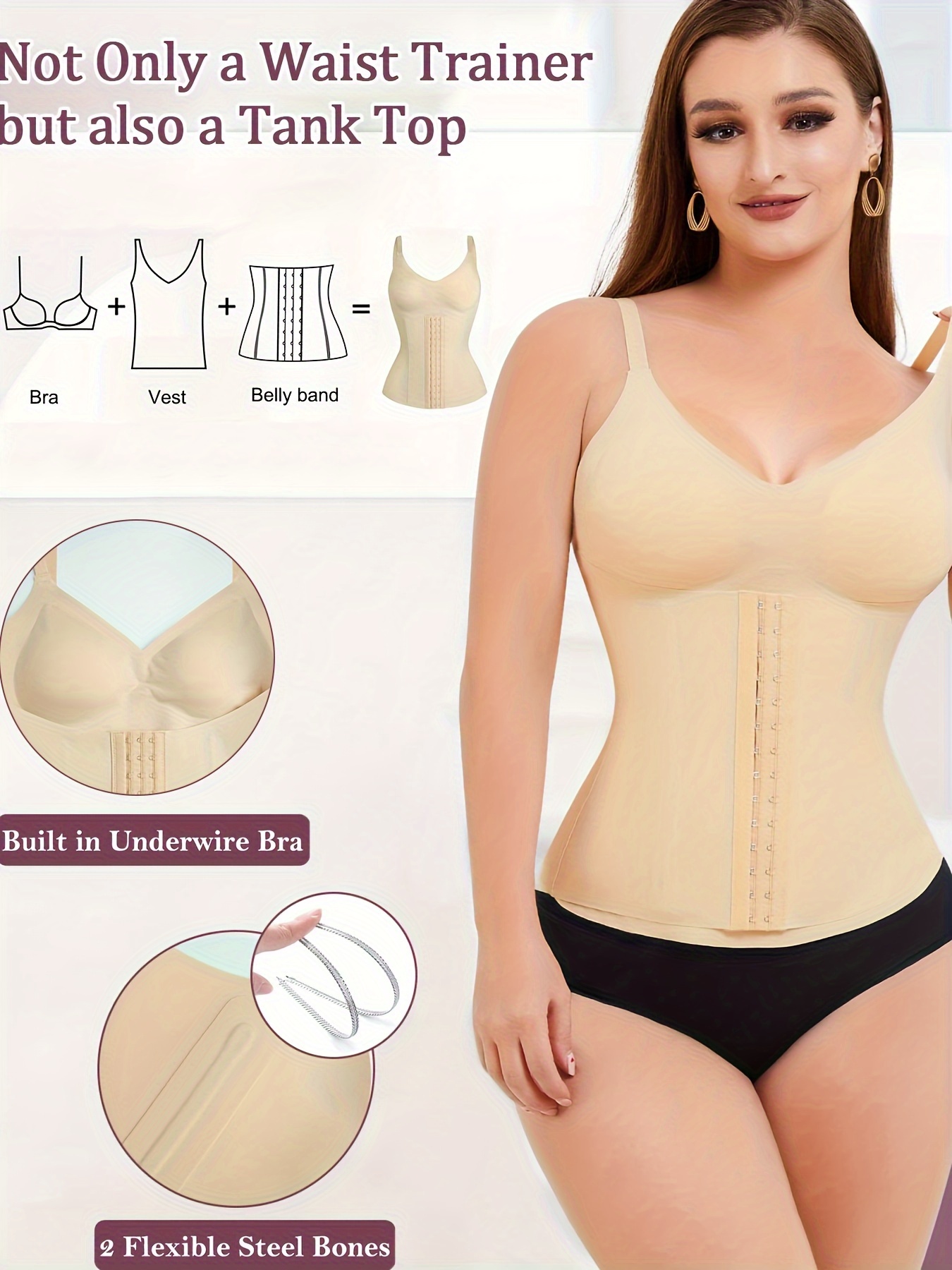 Women's Tummy Control Shapewear Tank Top with Built in Bra