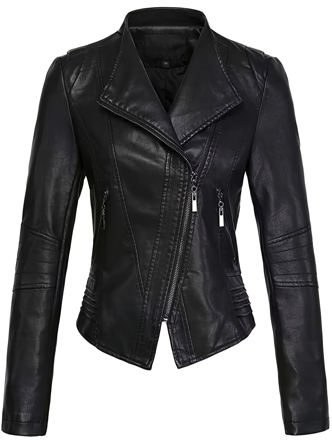 Women's PU Leather Jacket Motorcycle Coat Long Sleeve Vintage Style for Autumn - Image 6
