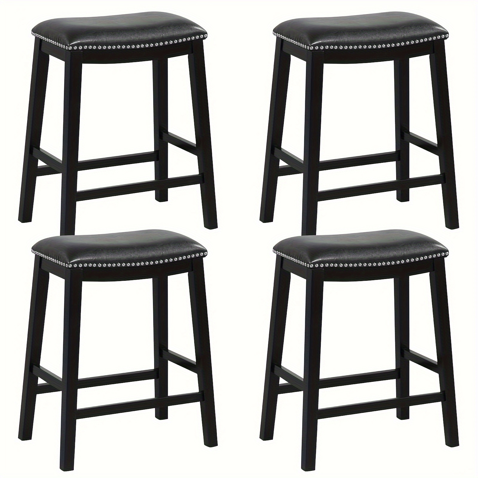 

1set/4pcs 26-inch Bar Stool, Set Of 4, Counter Height Saddle Stools With Upholstered Seat