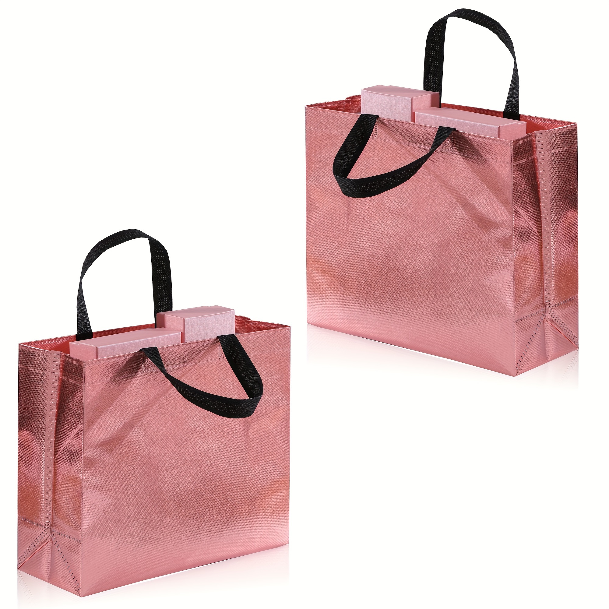 

10pcs, Rose Golden Laser Bag Gift Bag, Shopping Bag, Birthday Party Bag, Hot Powder Party Favor Bag, Wedding Bag, Party Bag, Party Bag, Mother's Day Gift Bag, Non-woven Bag