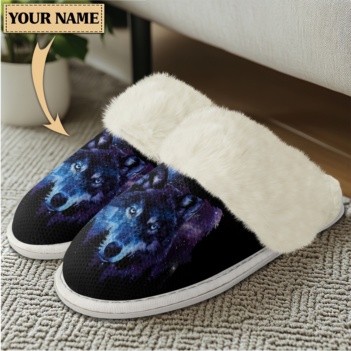 customizable mens slippers cozy fleece lined non slip indoor shoes
