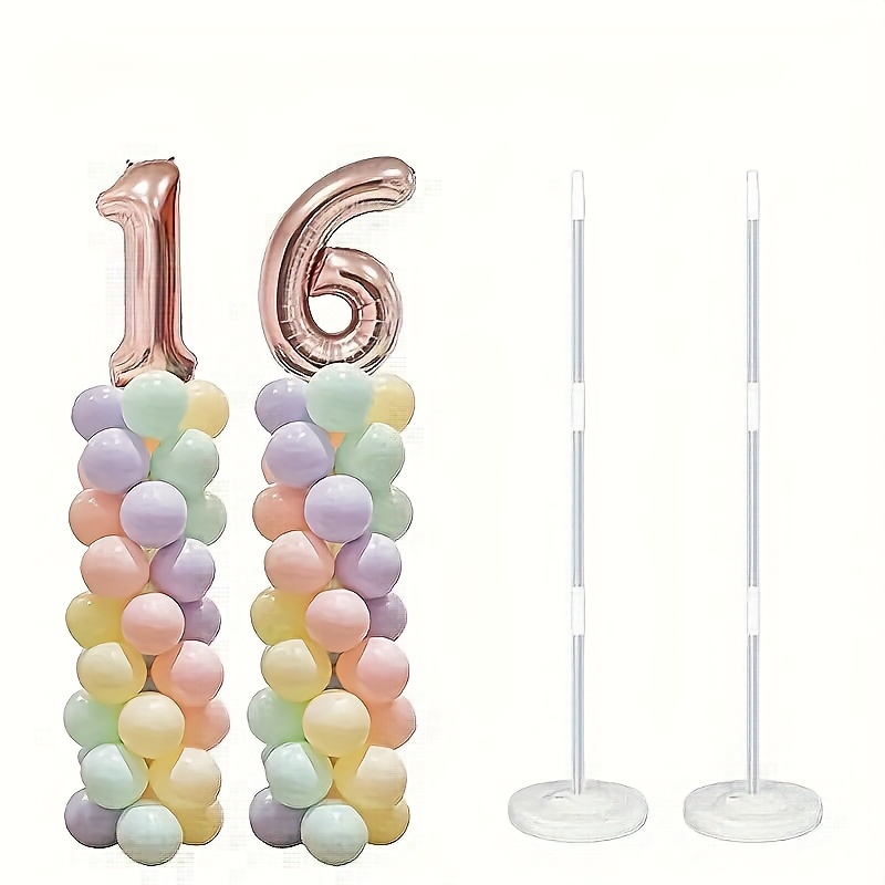 

2 Sets Adjustable Balloon Column Stand Kit, Reusable Plastic Balloon Tower Holder For Weddings, Parties, Engagements, Graduations, Birthdays, Anniversary Events - No Electricity Required