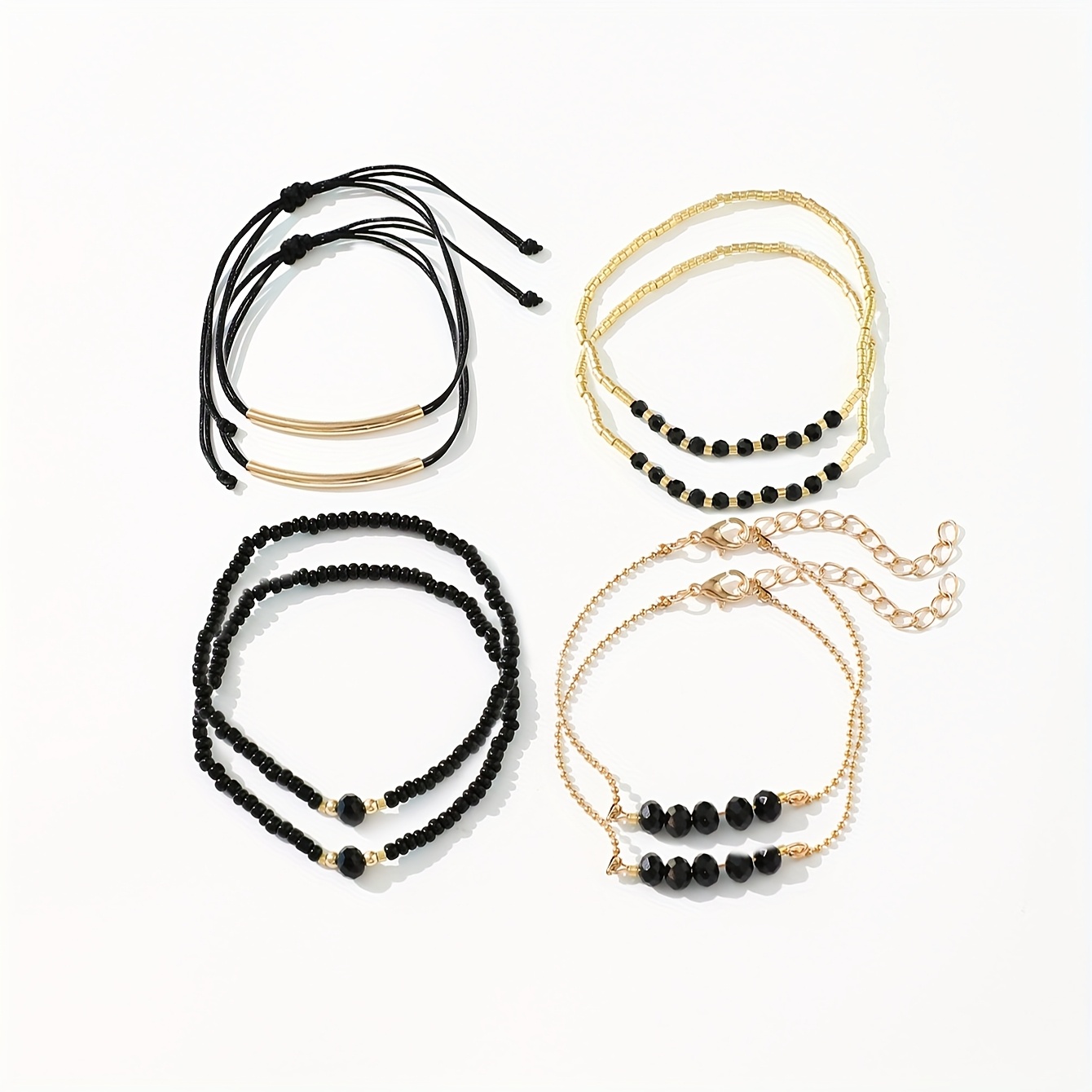 8pcs Glass Bead Bracelet Set for Women, Versatile Accessories