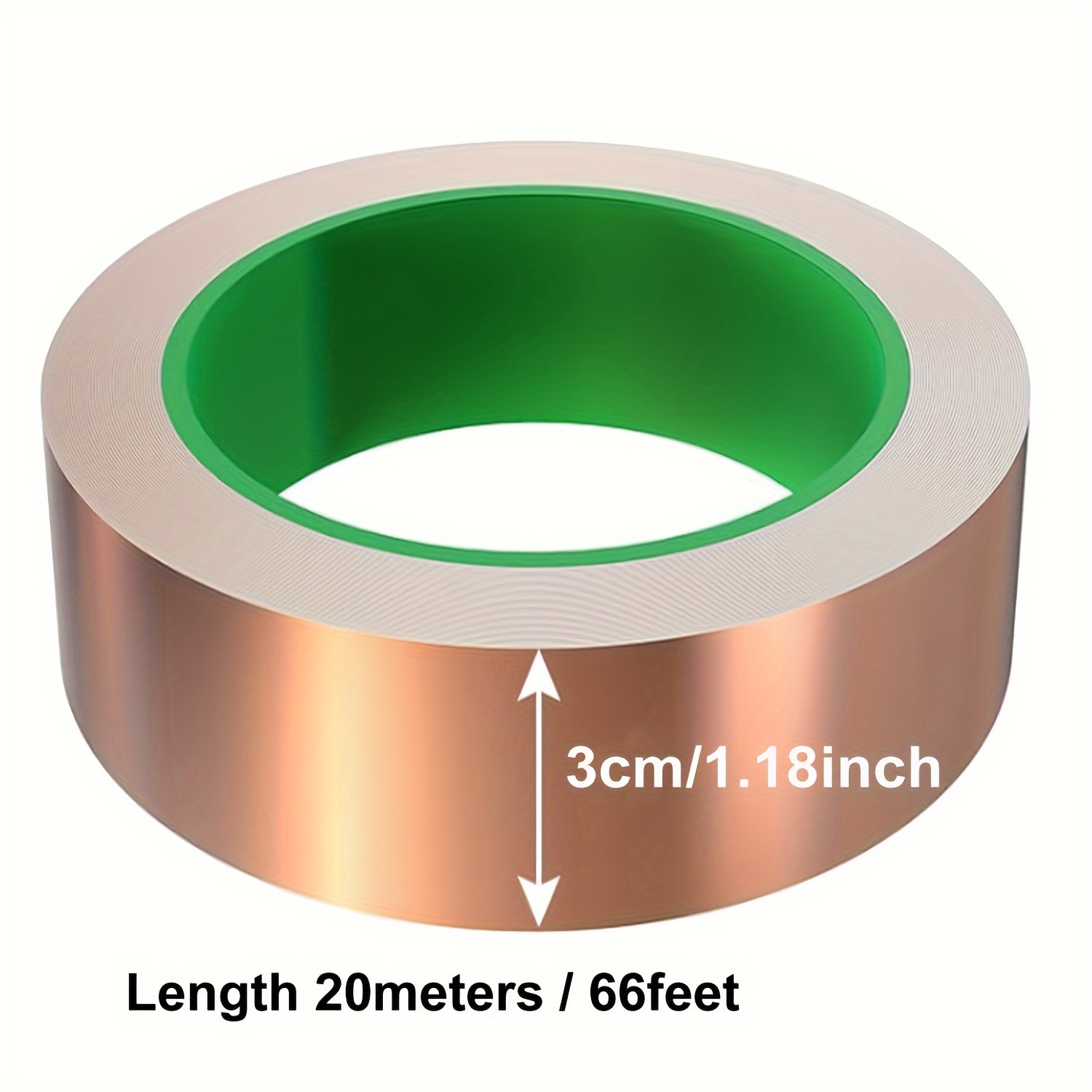 Copper Tape, Copper Foil Tape (1.18inch X 66ft) Copper Foil With Adhesive For Guitar, Emi Shielding, Crafts, Electrical Repairs And Grounding