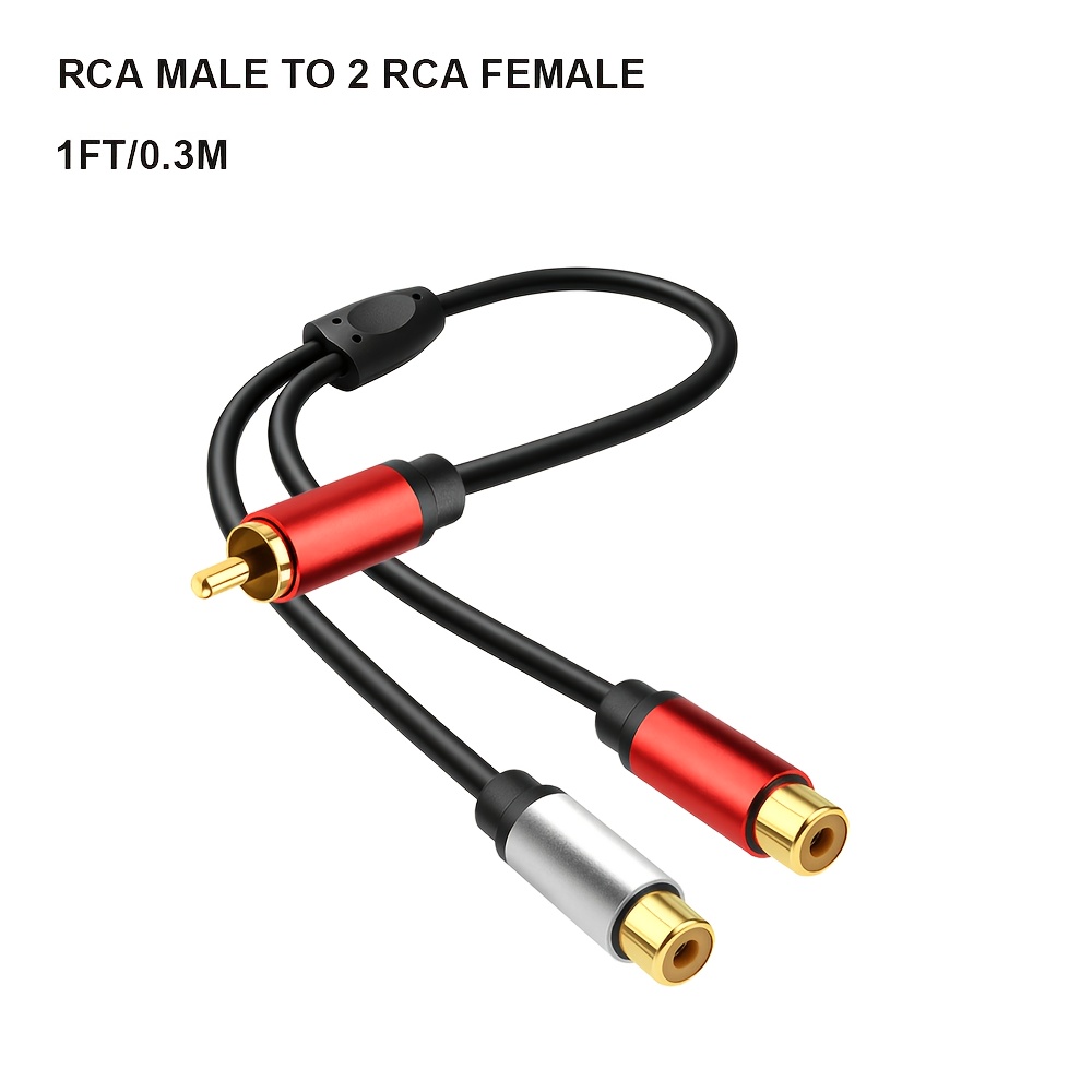 TEMU I-zclive Rca Y-adapter Splitter Cable, 1 Rca Male To 2 Rca Female Dual Speaker Y Adapter Connector Extension Cord Gold-plated, 1 Rca Female To 2