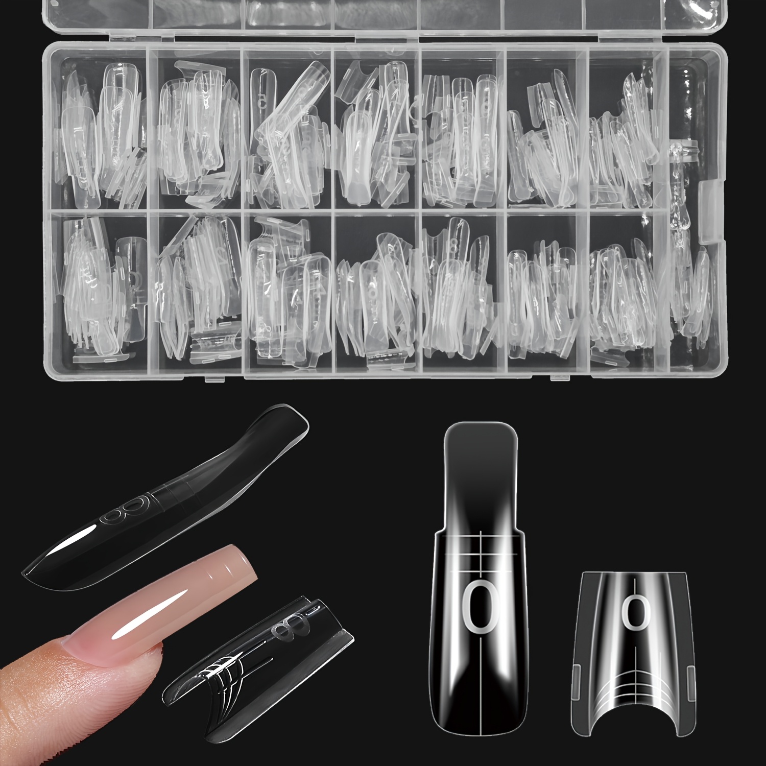 E-shop 240 Stück/Box Stiletto-Ballett-Nagelverlängerungsformen, geeignet für Gel-Schnellnägel – Sandwich-Schicht-Design mit 120 Top- & 120 Base-Formen,