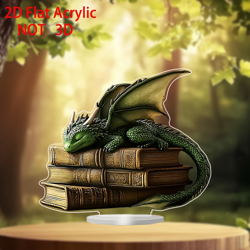 

2d Flat, 1pc Bohemian Style Acrylic Dragon Bookshelf Decor - Multipurpose For Home And Office, Bedroom, Living Room, Window Display, Book Decor