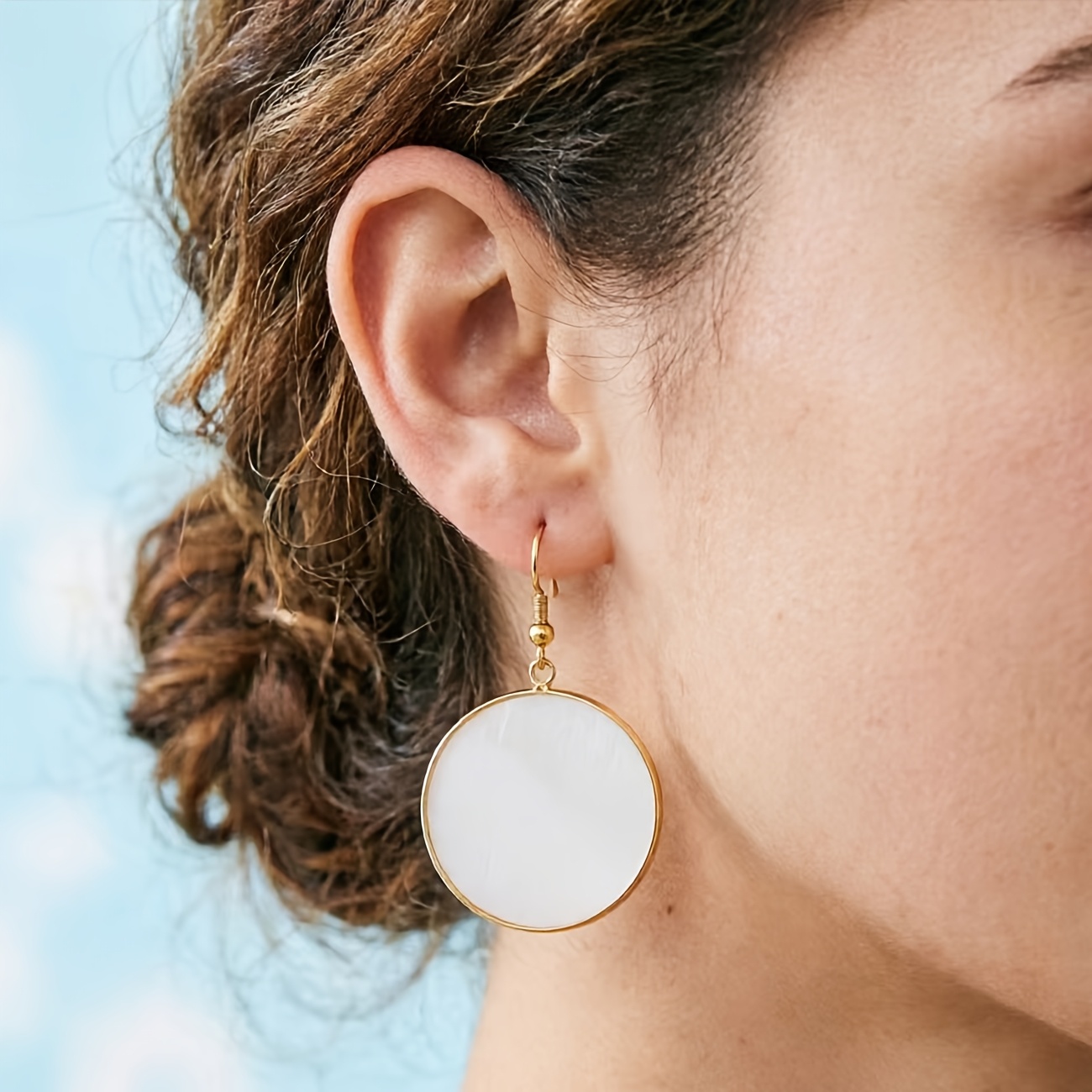 Women's Round White Stone Earrings for Parties and Everyday Wear