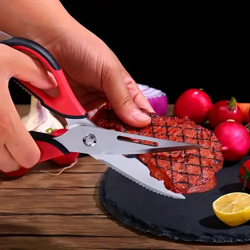 of kitchen stainless steel scissors suitable for outdoor use with meat household use restaurants slaughterhouses heavy duty and practical professional for poultry fish vegetables barbecues and festival gifts