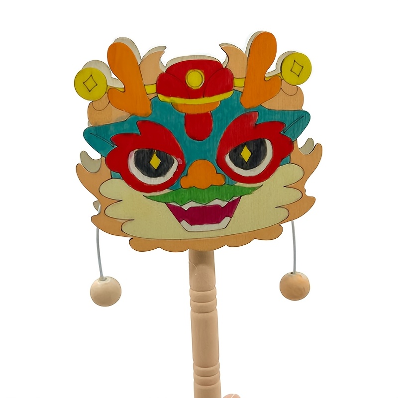 

Diy Chinese New Year Drum Kit - Handcrafted Wooden Lion With Bells, Mixed Colors | Craft & Decoration, Hand-, , Wooden Lion, Wake Lion