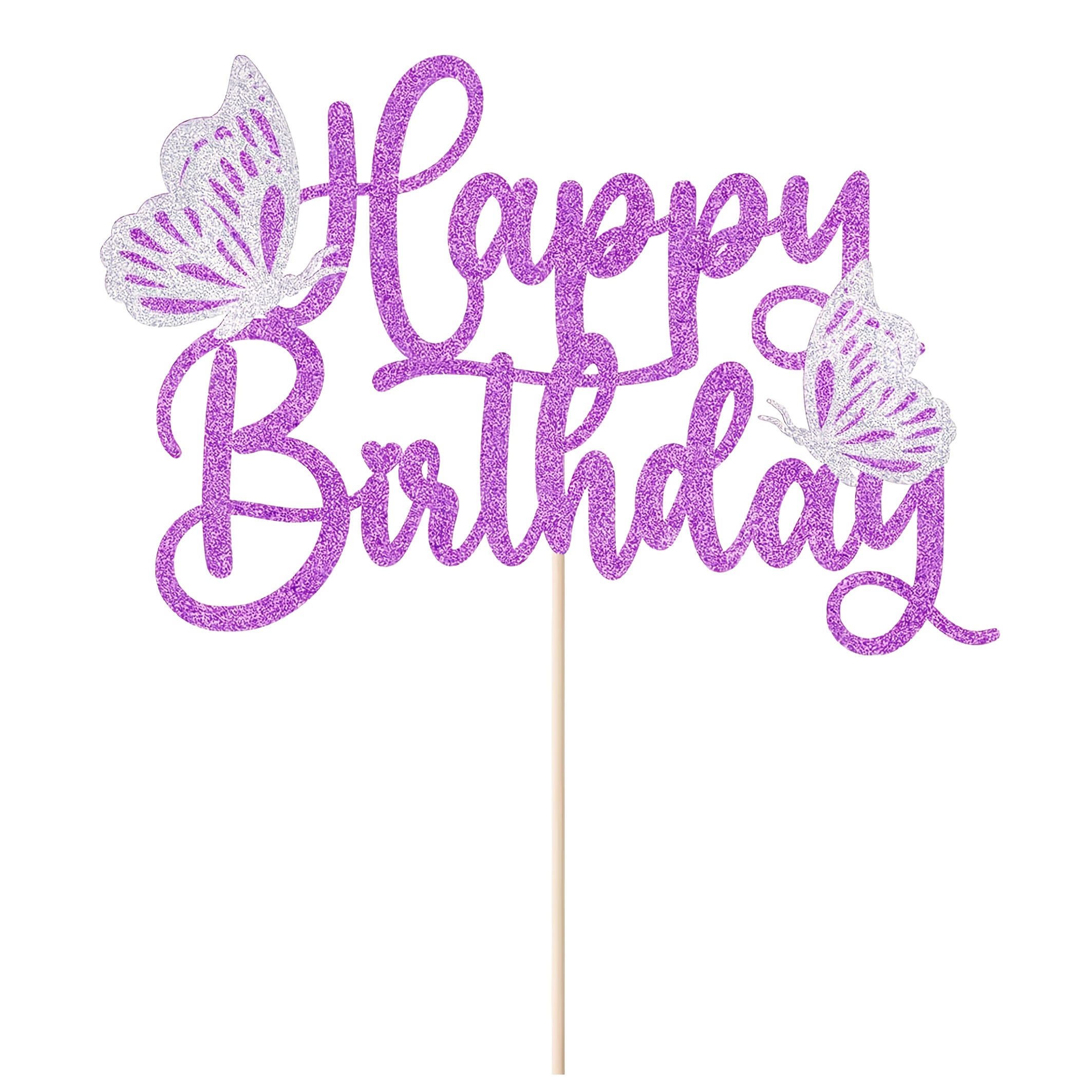 1pc Purple Glitter Happy Birthday Cake Toppers，halloween，christmas