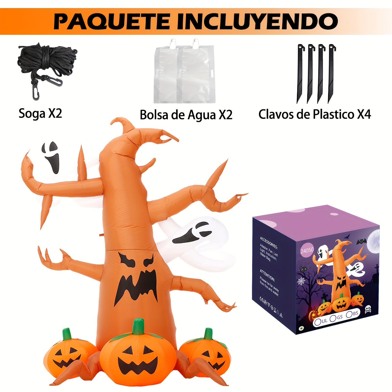 Halloween Inflatable Ghost Decor - Outdoor Yard Blow Up With Built-in LED Lights - Cute & Spooky Party Decoration