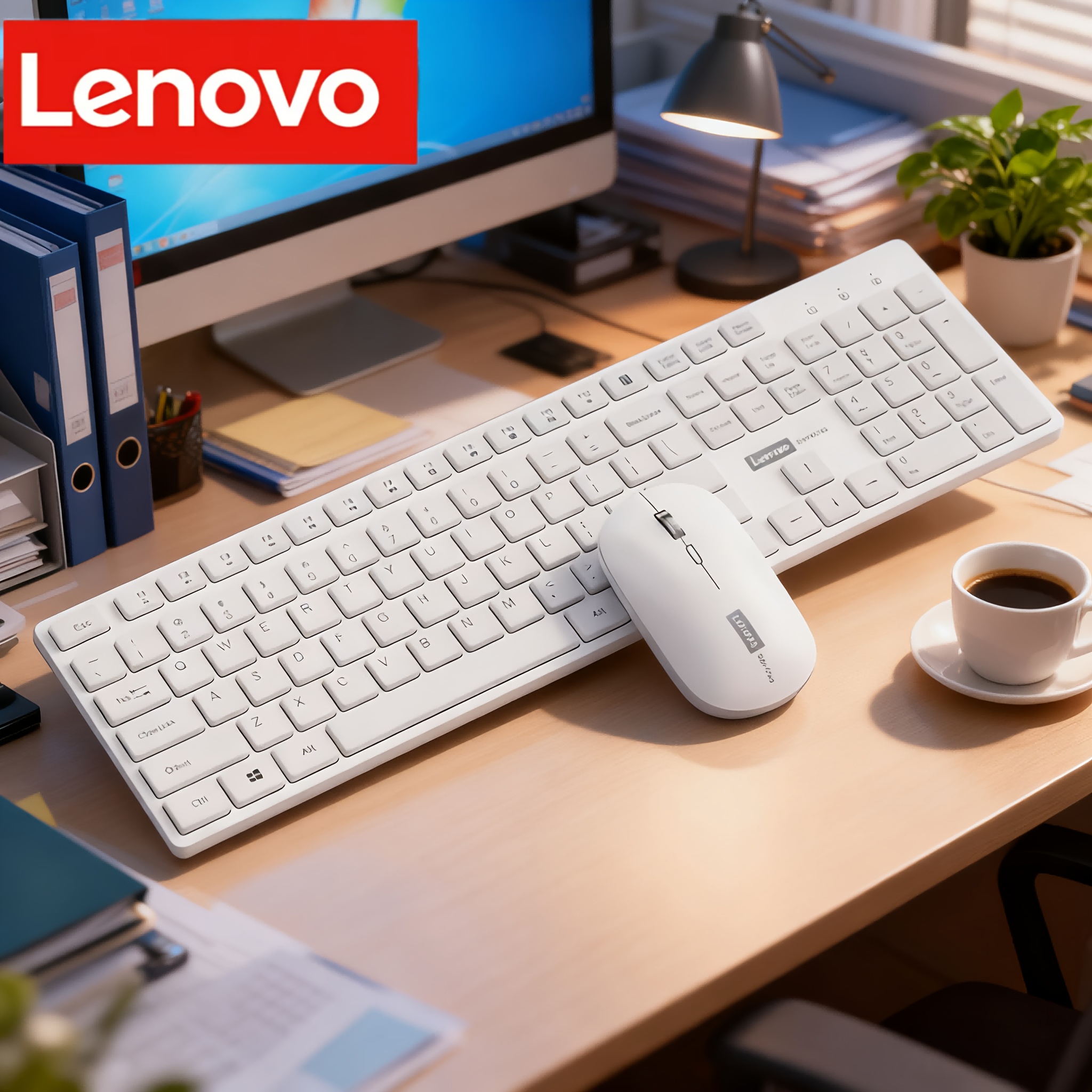 for Lenovo Wireless Keyboard and Mouse Set - Ultra-Thin Lightweight Portable 2.4G Wireless (Compatible with 3G/4G/5G) Plug & Play USB Receiver, Optical Tracking, Keyboards & Mice for PC, Laptop, Mac, iPad - Ideal for Home, Office