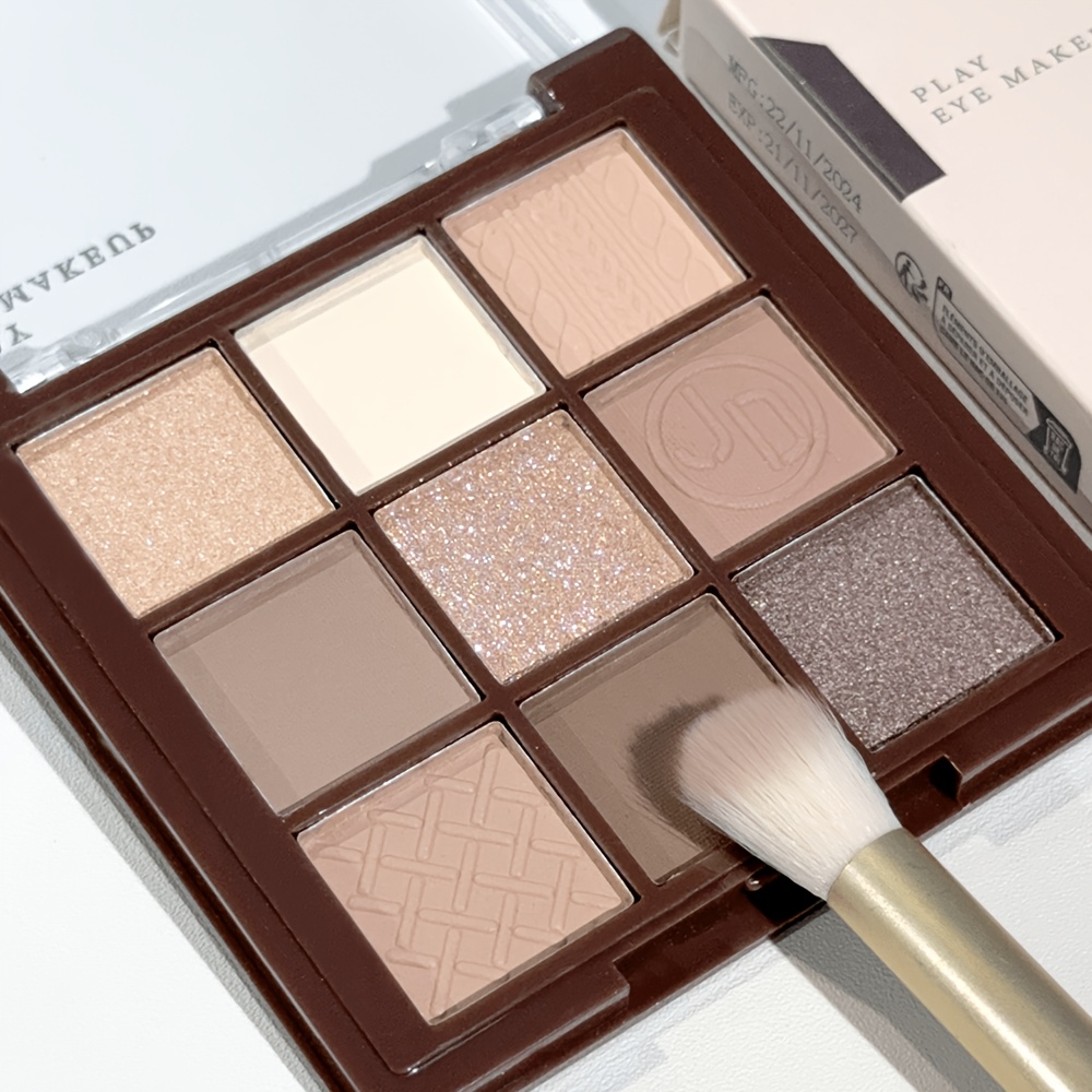 item picture milk tea   9 color eyeshadow palette matte pearlescent glitter   contour   waterproof sweatproof long lasting unisex for daily party christmas halloween