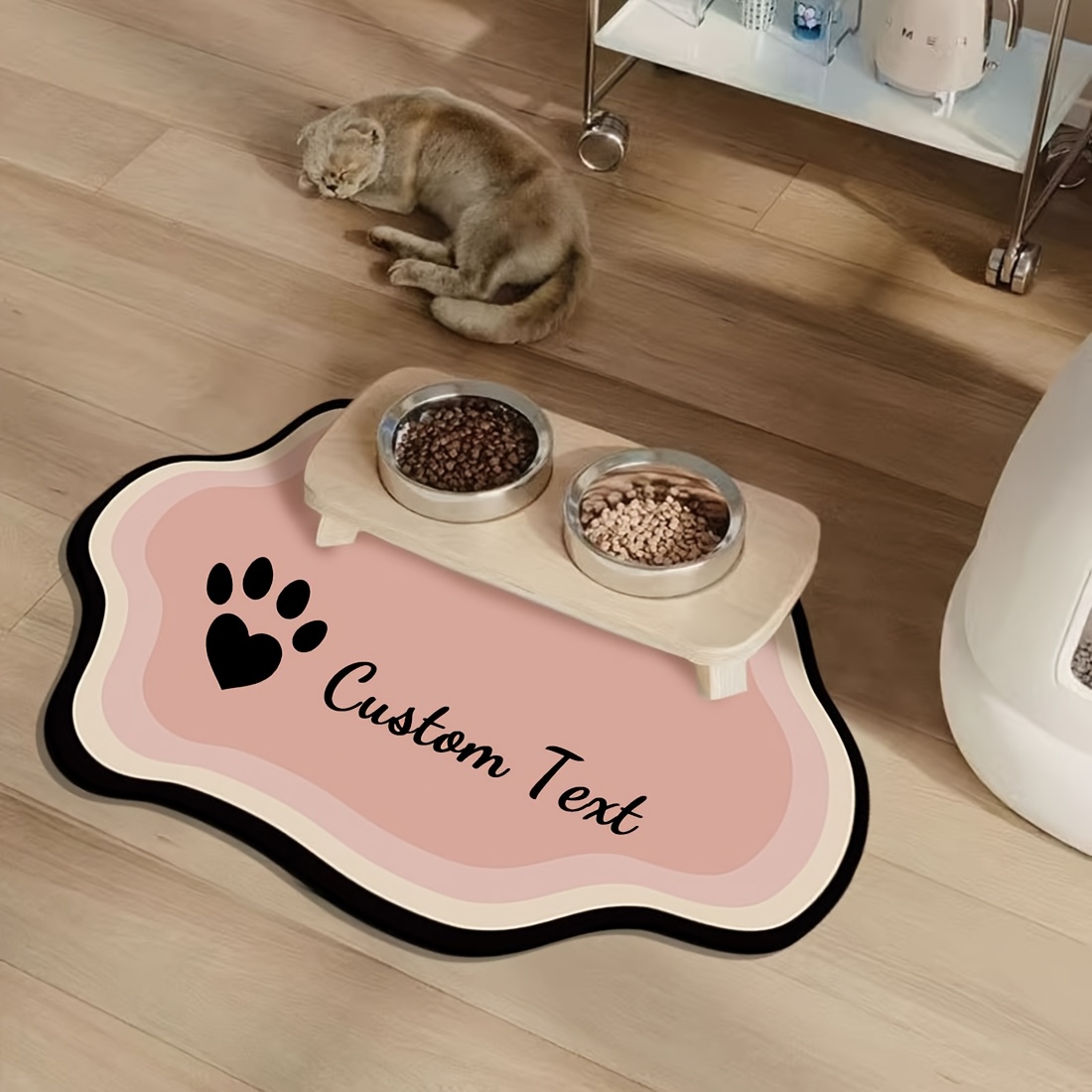 Personalized Pet Cat And Dog Mud Dirt-resistant Feeding Placemat, Small Fresh Cloud Style, Customized With Name