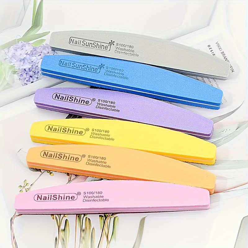 

10pcs Half-moon Nail Files, /180 Grit - Washable Manicure & Pedicure Tools For Smooth Fingernails And Acrylic Nails, Nail Tech Supplies