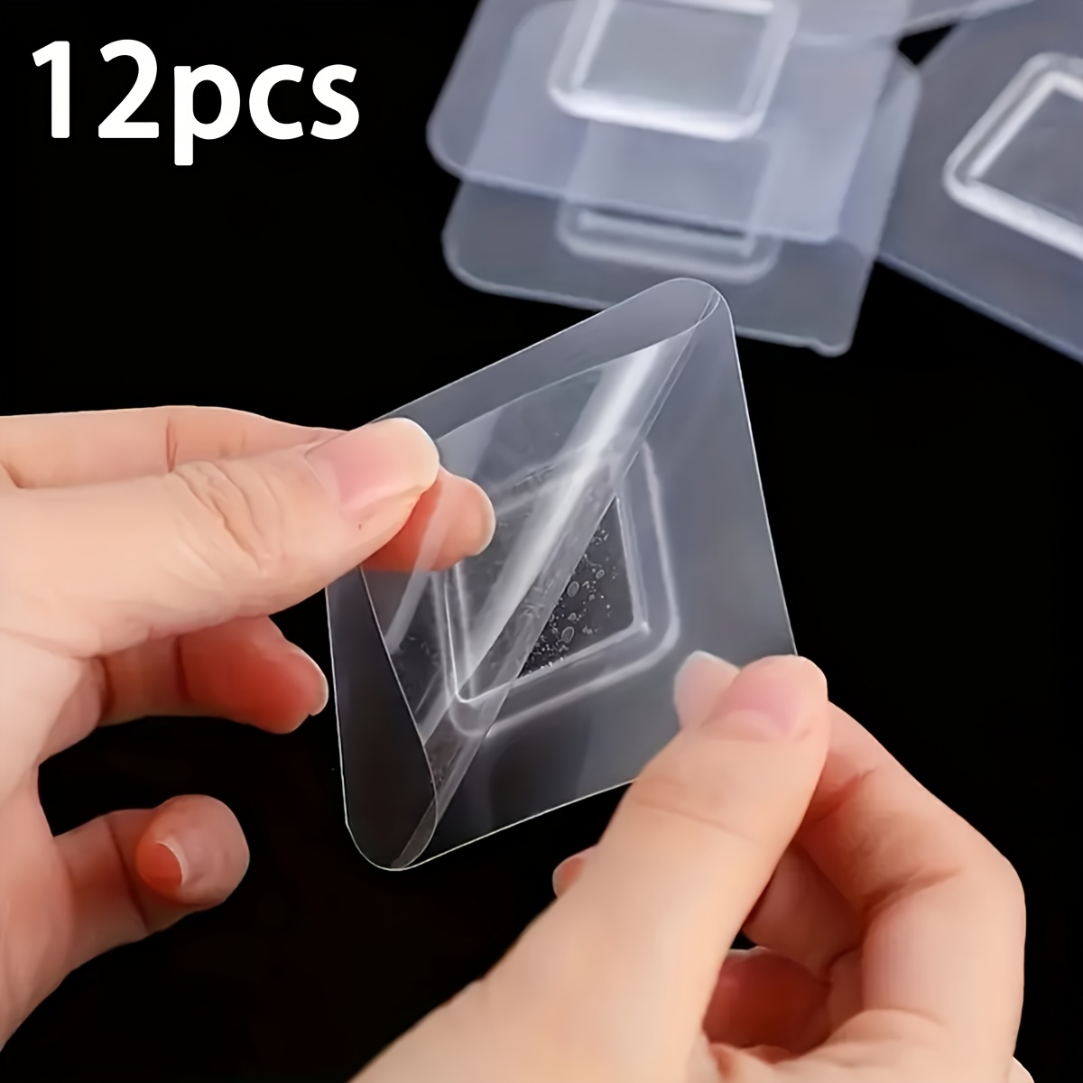TEMU 12 Ganchos Adhesivos Transparentes Fuertes e Impermeables, No Necesita Perforar la Pared, Adecuado para Baño y Cocina - Organizador