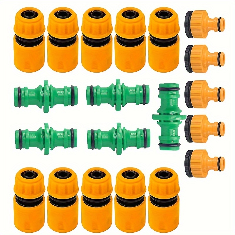 

20-piece Garden Hose Connector Set: Includes 10 Flow Connectors, 5 Tap Connectors, And 5 2-ways Couplings - Perfect For Watering Plants And Lawn Care