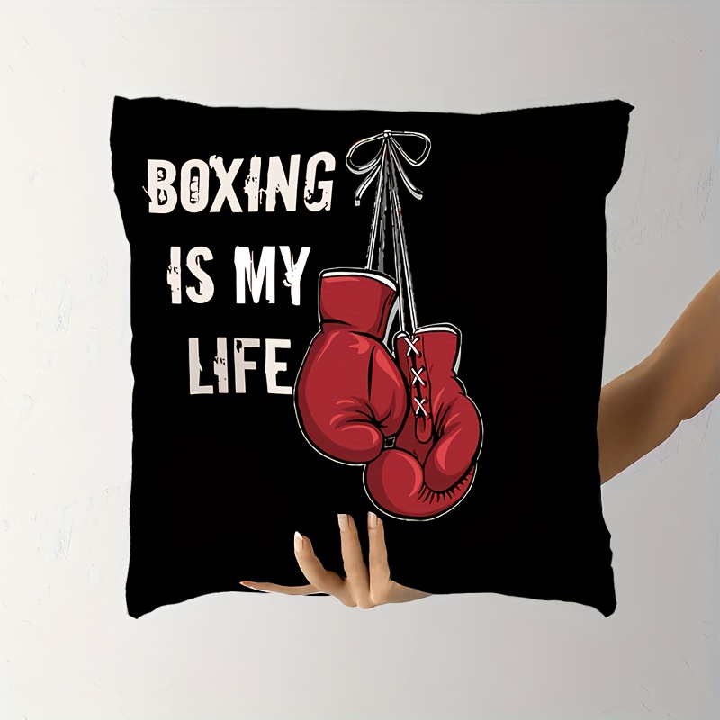 

Boxing " Plush Pillow Cover - Perfect Gift For Boxing Fans, Machine Washable, Zip Closure, 18x18 Inches - Ideal For Living Room & Outdoor Sofa Decor