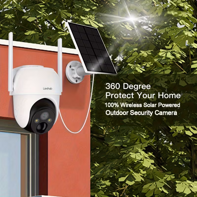 go2t 1296p fhd 3mp fhd security camera wireless outdoor ptz solar wireless security camera with ai human detection wire free battery solar powered color night 2 4g wi fi 2 way audio prevent damage cloud storage outdoor Product details 1