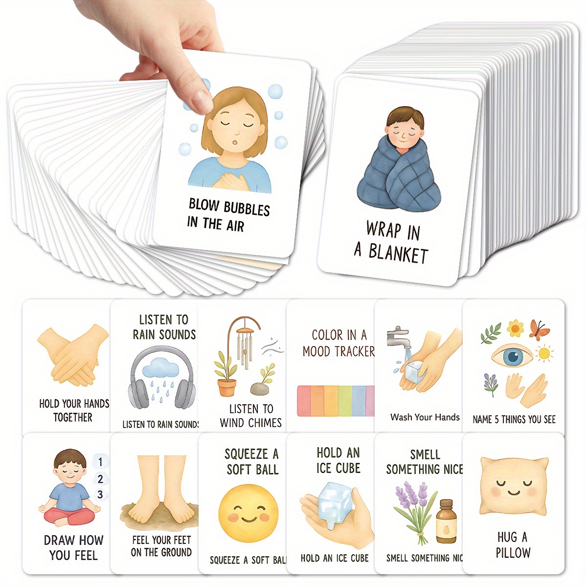 TEMU 49 Calm Moments Flashcards, Mindfulness Reminder Cards, Blank Emotional Management Notes, Emotional Regulation Tools, Essential Cards For A Home