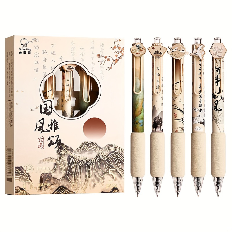 

5 Pcs High-quality Traditional Chinese Calligraphy Pens - Suitable For 14 And Above - Plastic Material - No Feathers - Writing And Calligraphy