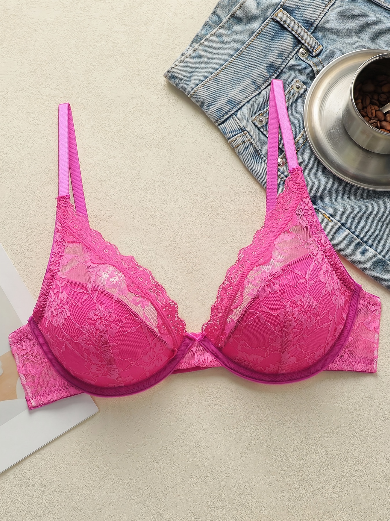elegant floral lace bralette comfortable no padding medium