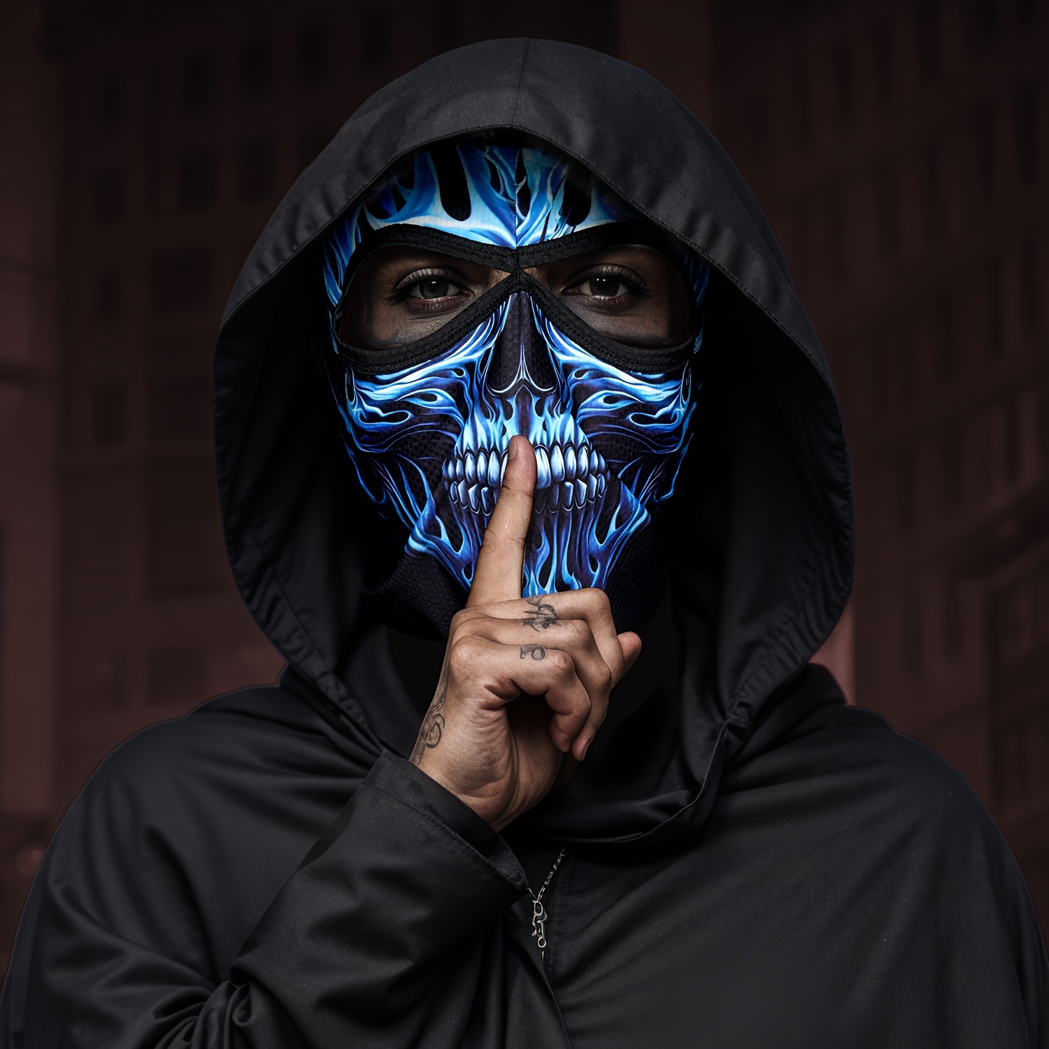 

Skull Balaclava Mask - Knit Fabric Party Style, 88% Polyester 12% Elastane, Breathable Windproof Sun Protection For Motorcycling, Cycling, Hiking, Outdoor Sports, Cosplay