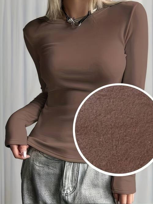 lined base layer shirt autumn and winter womens top warm fit long sleeve t shirt