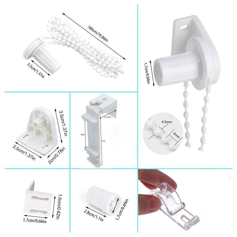 Image of Complete Roller Blind Accessories Kit, Type 17 Head, Positioning Hook With Installation Screws, Curtain Installation And Repair Set