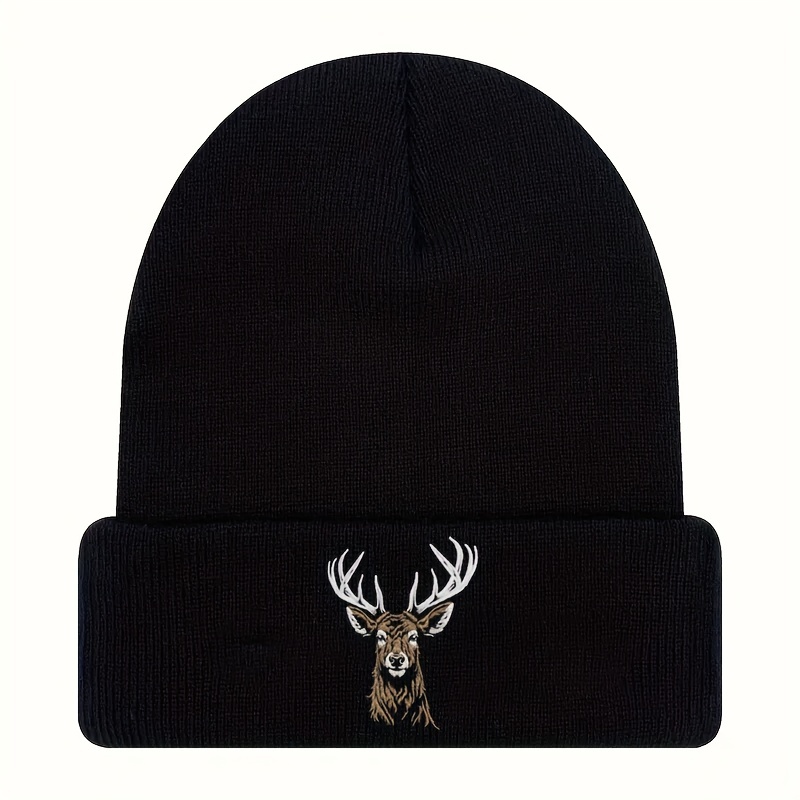 Image of 1pc Unisex Funky Embellished Embroidery Knit Beanie Hat - Warm Winter Suitable For &, Outdoor Activities, Casual Wear,, Skiing, Weather Fashion Accessory