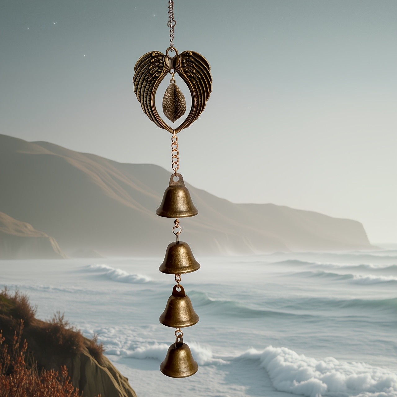 E-shop Metall-Windspiel mit Kette - Vintage Römischer Stil Außengarten-Dekor, Langlebiger Eisen-Hängeornament für Zuhause, Terrasse und