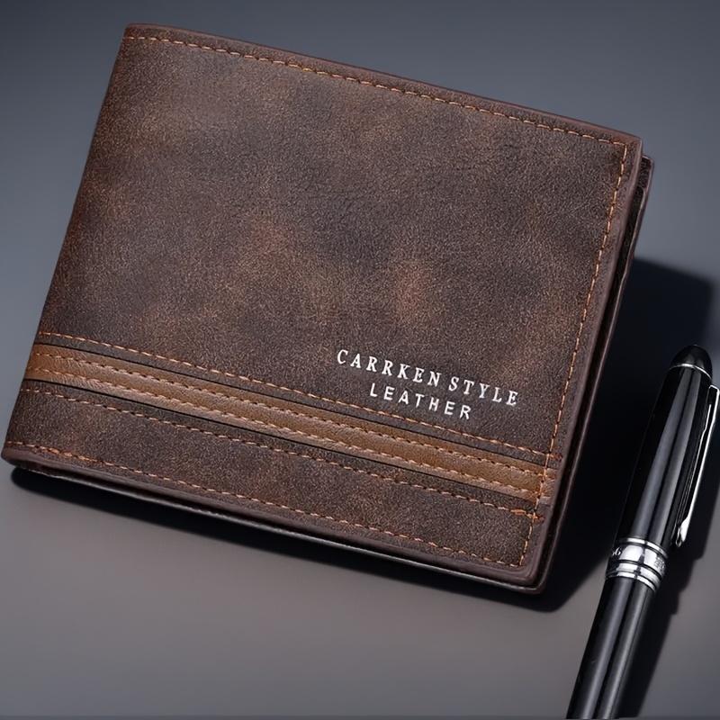 Image of A Short-sized Men's Faux Leather Wallet With Multiple Cash Slots And Card Slots, Perfect For Gifting To A Boyfriend Or Father During Christmas Or Valentine's Day