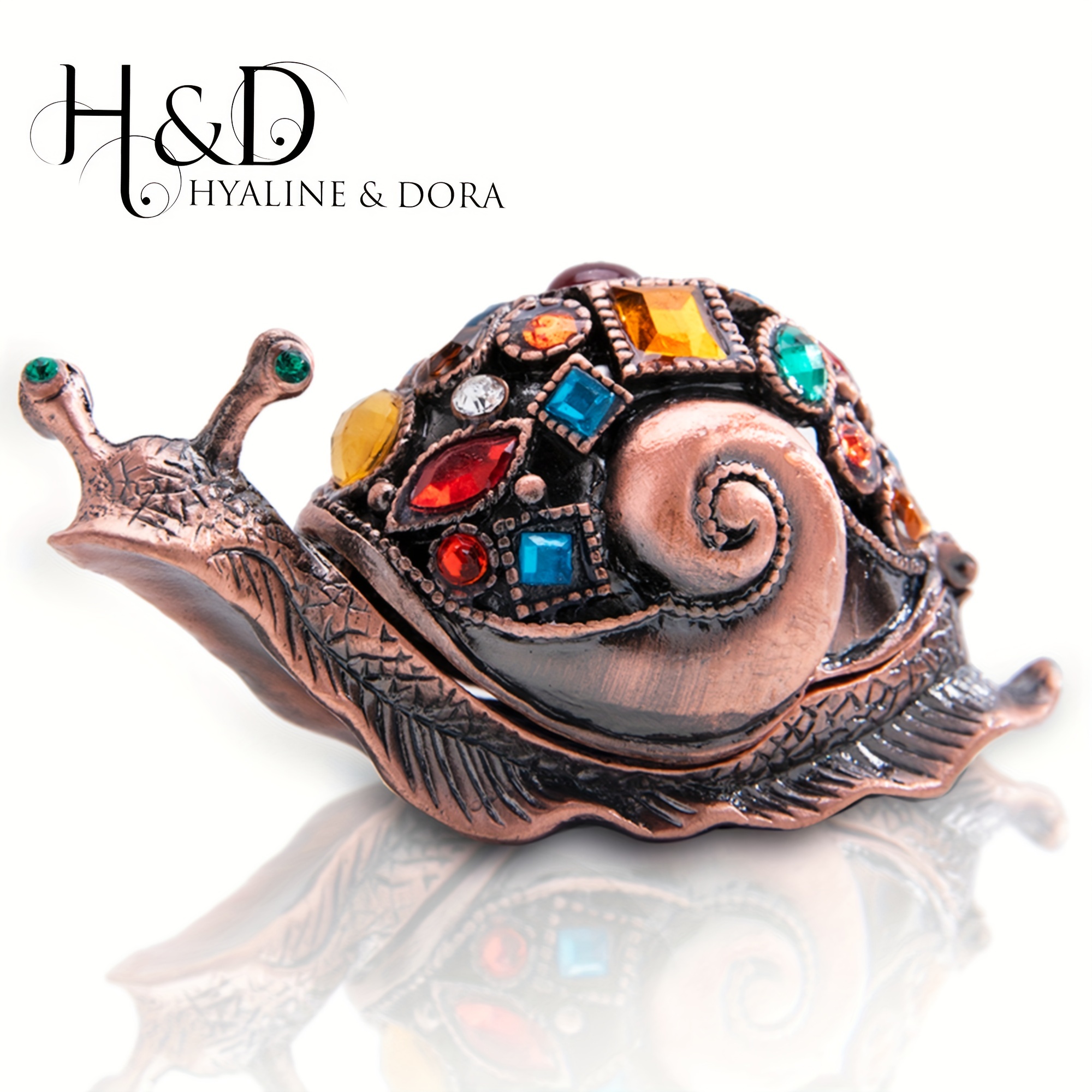 

H&d Hyaline& Hand-painted Brown Ssnail Jewelry Box, Animal Statue Hinge Box, Collection Of Crystal Gems Jewelry Box, Exotic Gifts