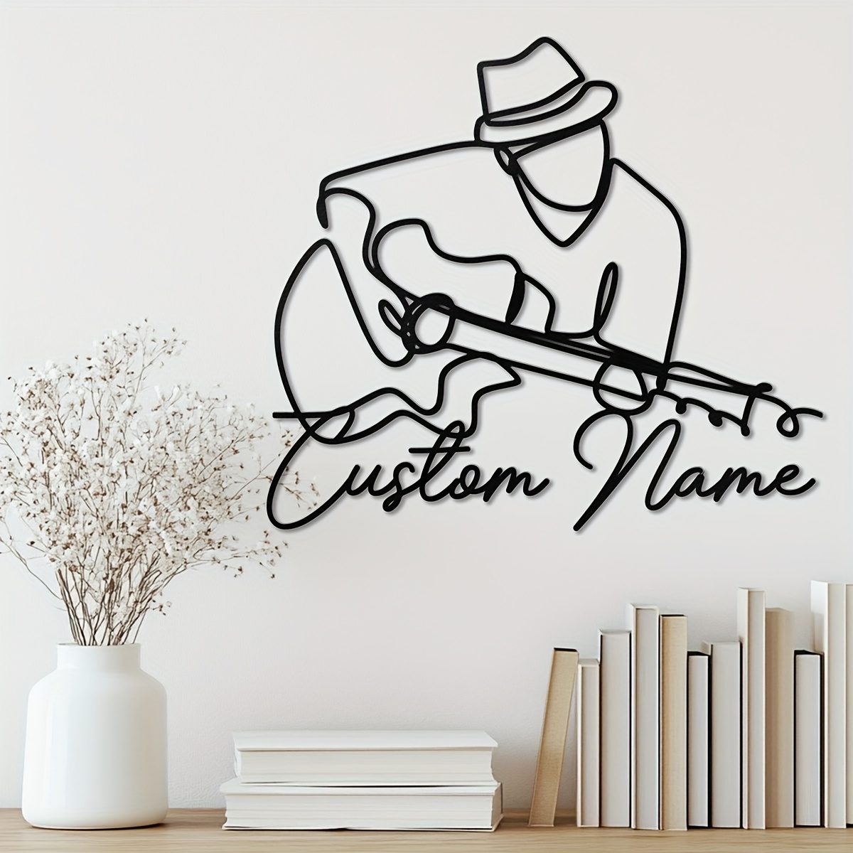 TEMU 1pc Customizable Guitarist Metal Sign, Music Band Scene Party Hanging Decoration, Door Decor, Wrought Iron Wall Hanging Ornament, Wall-mounted