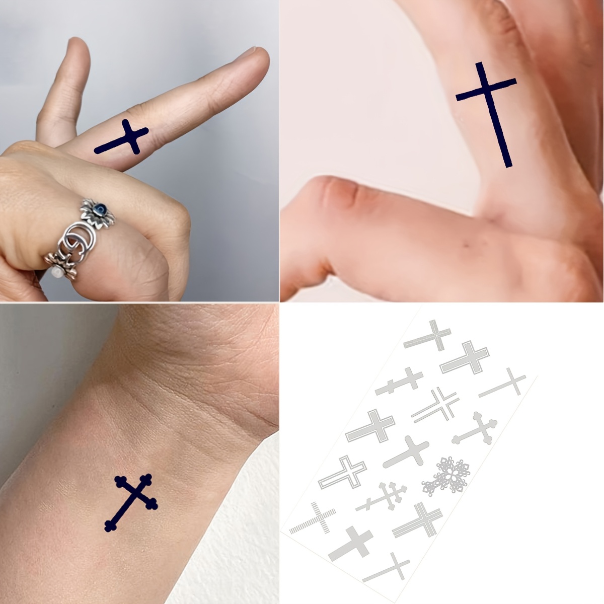 Cross Tattoo on Ring Finger - Bold & Timeless