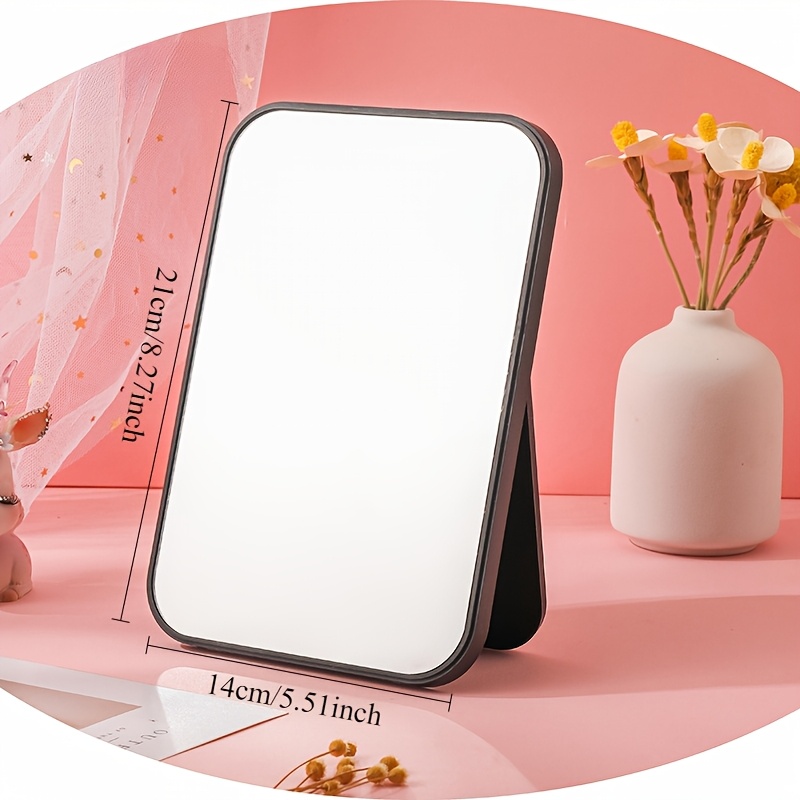 

Portable Folding Makeup Mirror For Travel, Desktop Vanity Mirror With Polished , Plastic Frame - Ideal Day Gift For Ladies, Student Dormitory, Small 1pc