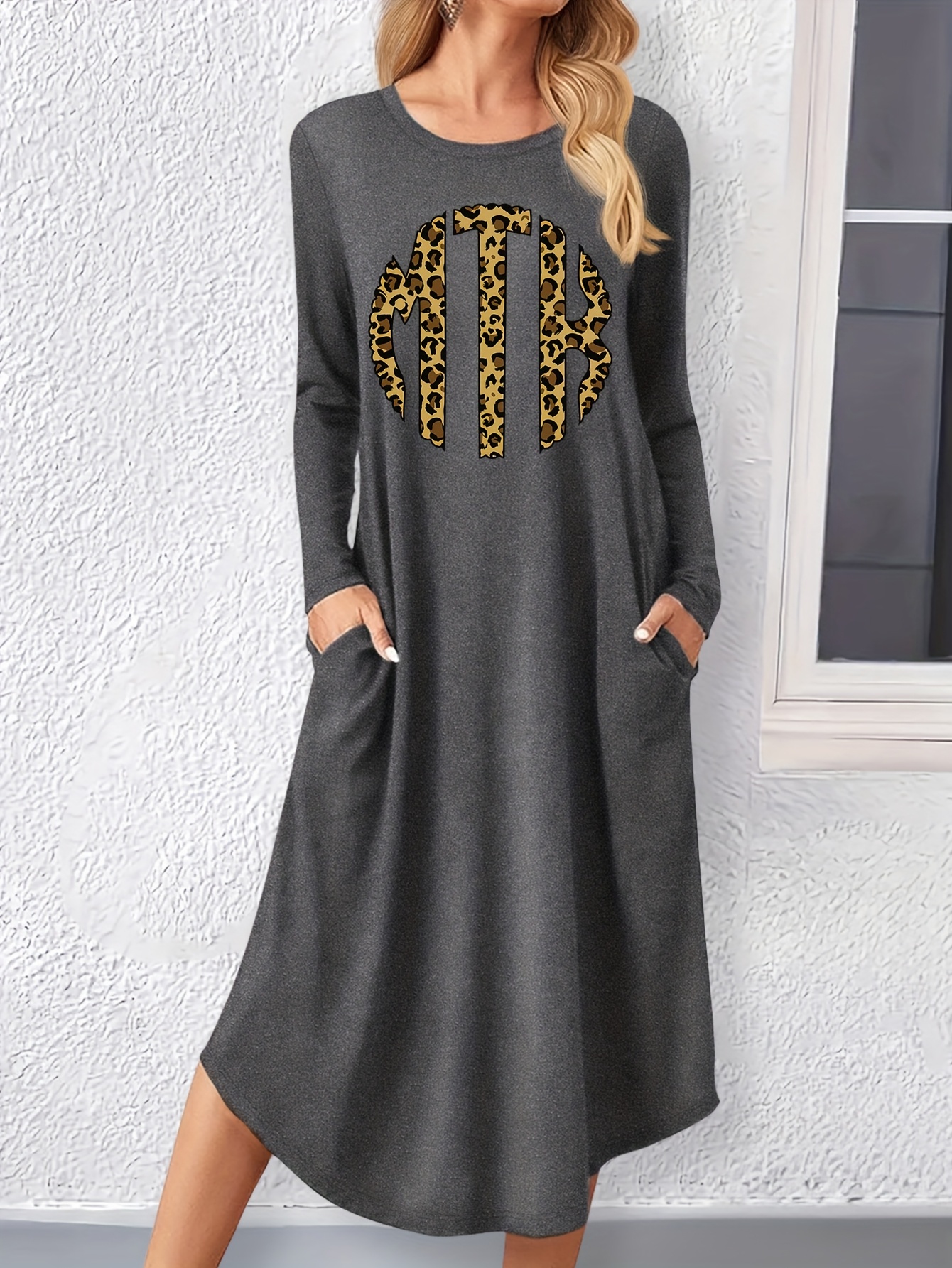 long sleeve graphic tee dress Graphic T-Shirt Dress