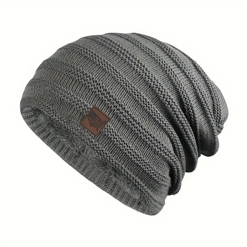 TEMU Map Beanie, -lined Thickened Warm Knit Hat For Autumn And Winter, Outdoor Sports Cycling Skiing Windproof Ear Protection