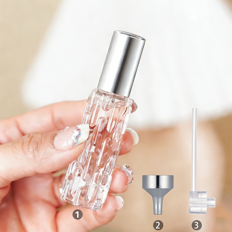 TEMU Botella vacía de spray de perfume de viaje, cuerpo de cristal/ropaeyector de plástico a presión, y , adecuada para desplazamientos diarios y