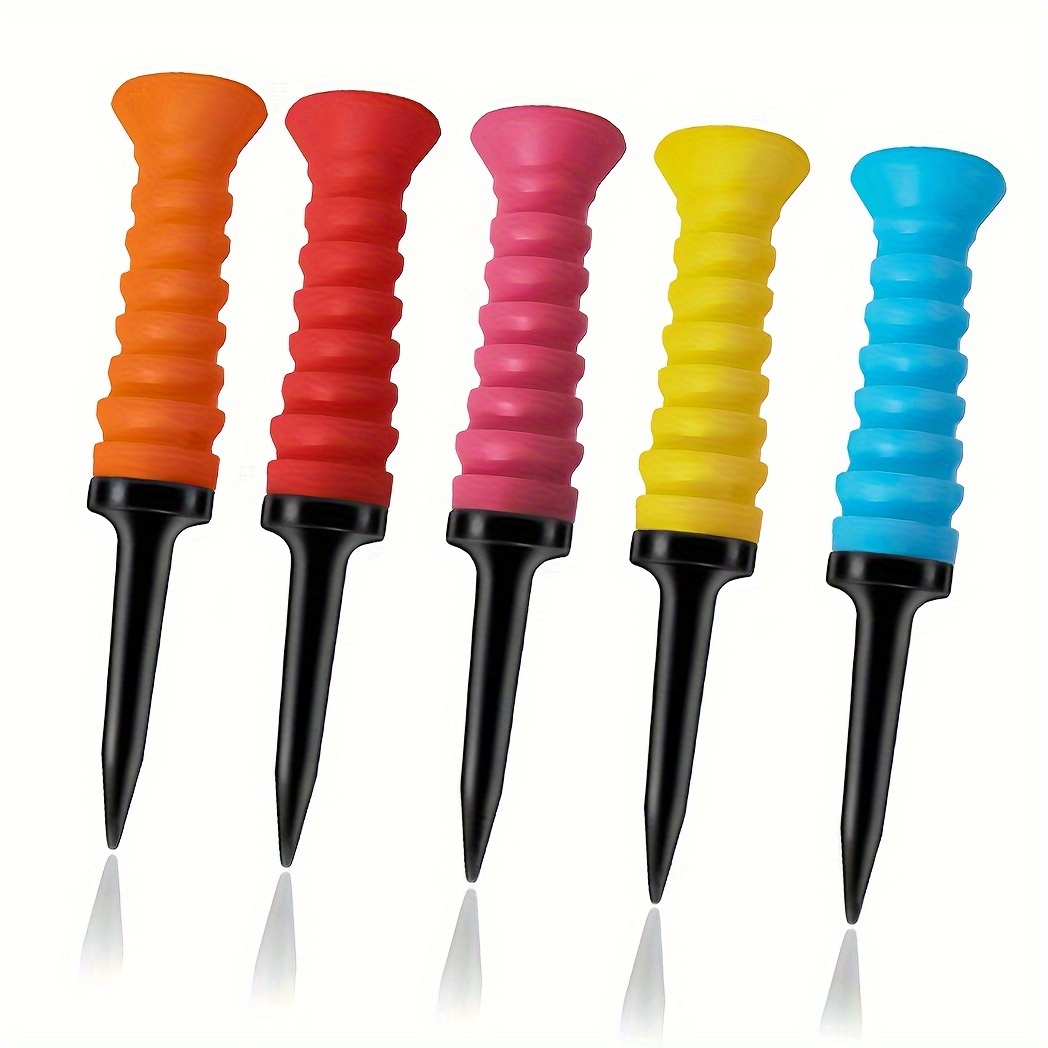 

5pcs Caiton 360° Flexible Rubber Golf Tees, 3.2in - , Low Friction, Vibrant - Ideal For Golfers, Practice & Competitive Play, Golf Accessories