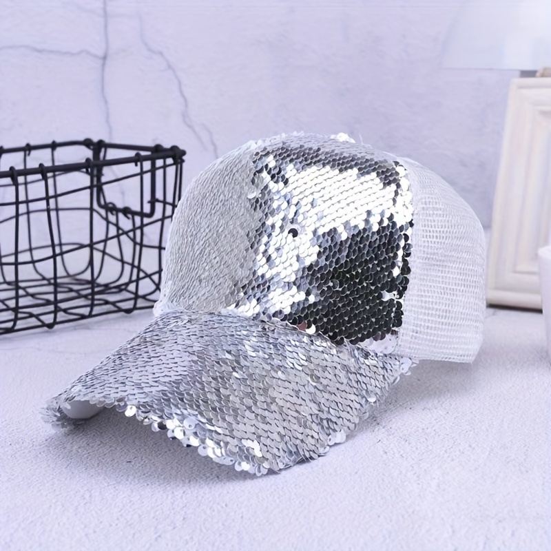 Color-changing Sequin Mesh Baseball Cap