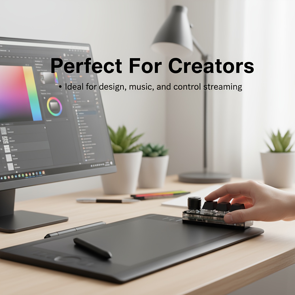 imagen del artículo teclado mini programable con atajos ps, control de volumen y operación táctil para juegos,   y hogar - estilo moderno | diseño eficiente, teclados gaming. compatible con ios o windows