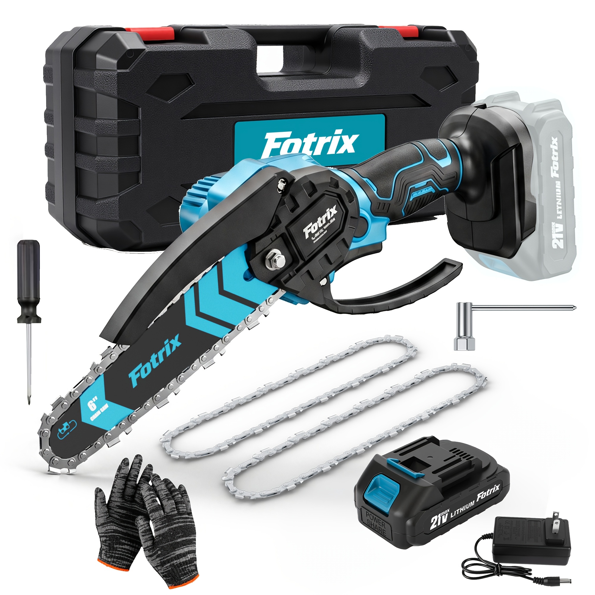 TEMU 6/12-inch Cordless Chainsaw With Brushless Motor, Powerful Battery-operated Chainsaw For Heavy-duty , Tree , Wood Cutting, Landscaping, Garden