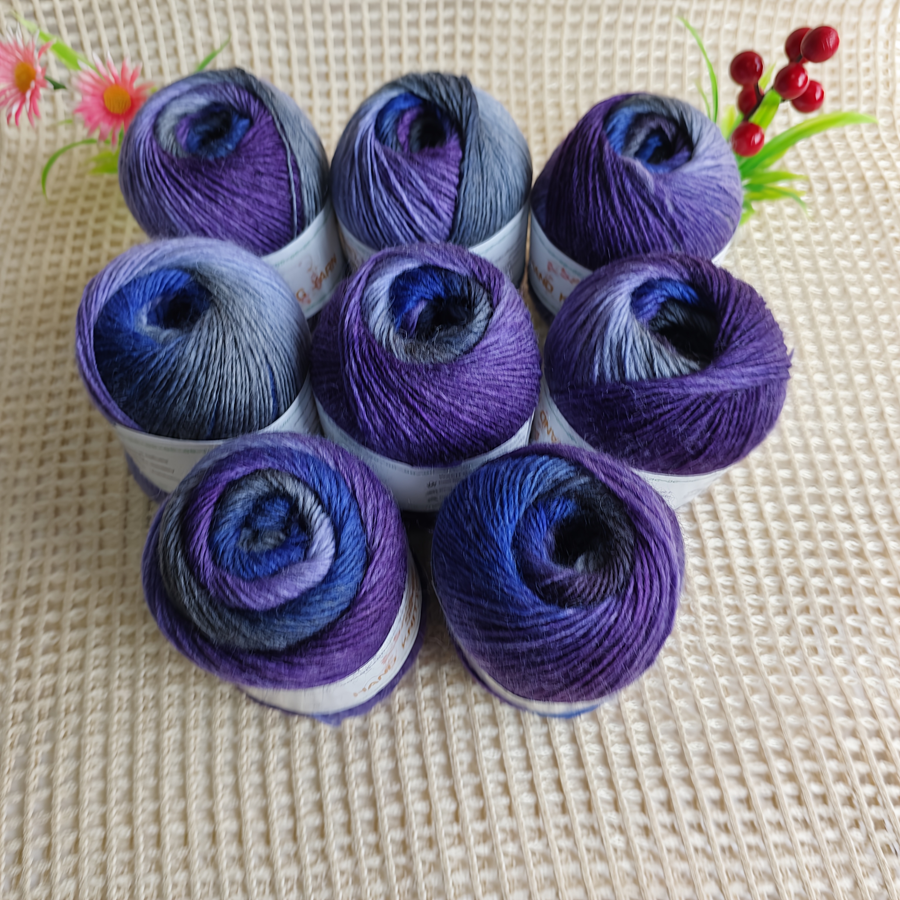 item picture 400g per pack 8pcs total 1600 yards high quality 100 australian wool tie dye colored knitted yarn suitable for handmade diy knitted shawls crocheted diy halloween and christmas holiday gifts sweaters scarves crocheted hats and socks etc